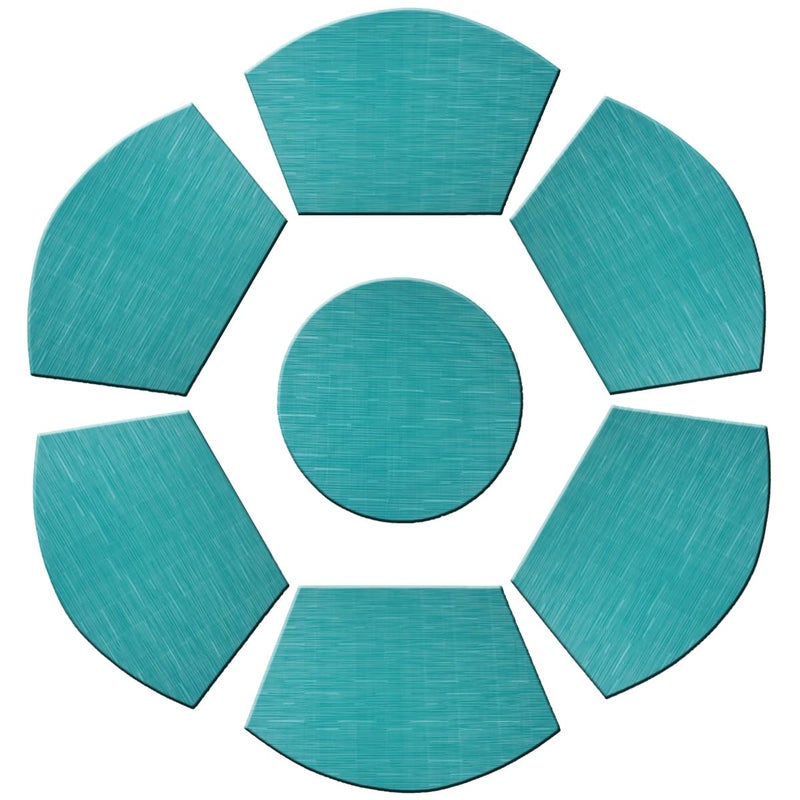 PIGCHCY Wedge Shaped Placemats Set of 6 with Centerpiece Round Mats Washable Kitchen Placemats Heat-Resistant Table Mats (Teal Blue) - Image 5